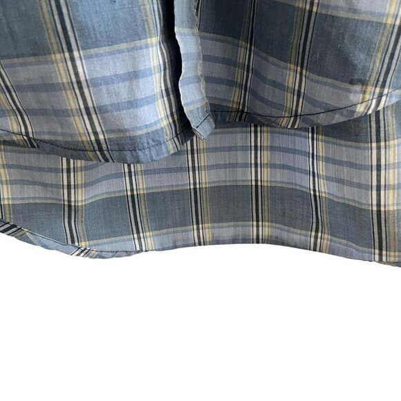 VINTAGE Bugle Boy Shirt Mens M Blue Plaid Western‎ Casual Outdoors Button… - Picture 6 of 7
